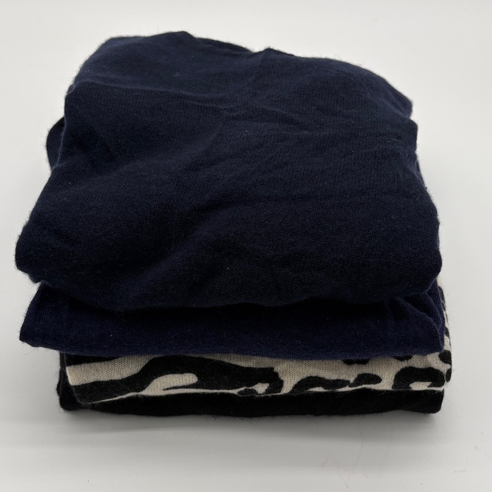 Lot of 4 Cashmere Merino Wool Black Navy Sweaters for Cutter Crafts FLAWS